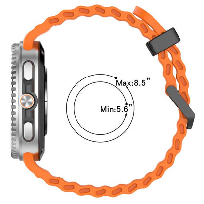 xDfind Black Buckle Ocean Solid Color Dual-row Hole Silicone Watch Band, For Samsung Galaxy Watch8 / 8 Classic