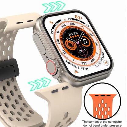 xDfind Magnetic Clasp Silicone Watch Band, For Apple Watch 42 / 44 / 45 / 46 / 49mm, For Apple Watch 38 / 40 / 41 / S10 42mm