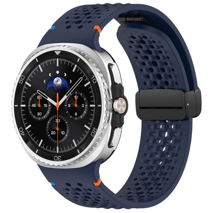 xDfind Magnetic Black Buckle Honeycomb Breathable Silicone Watch Band, For Samsung Galaxy Watch8 / Watch8 Classic