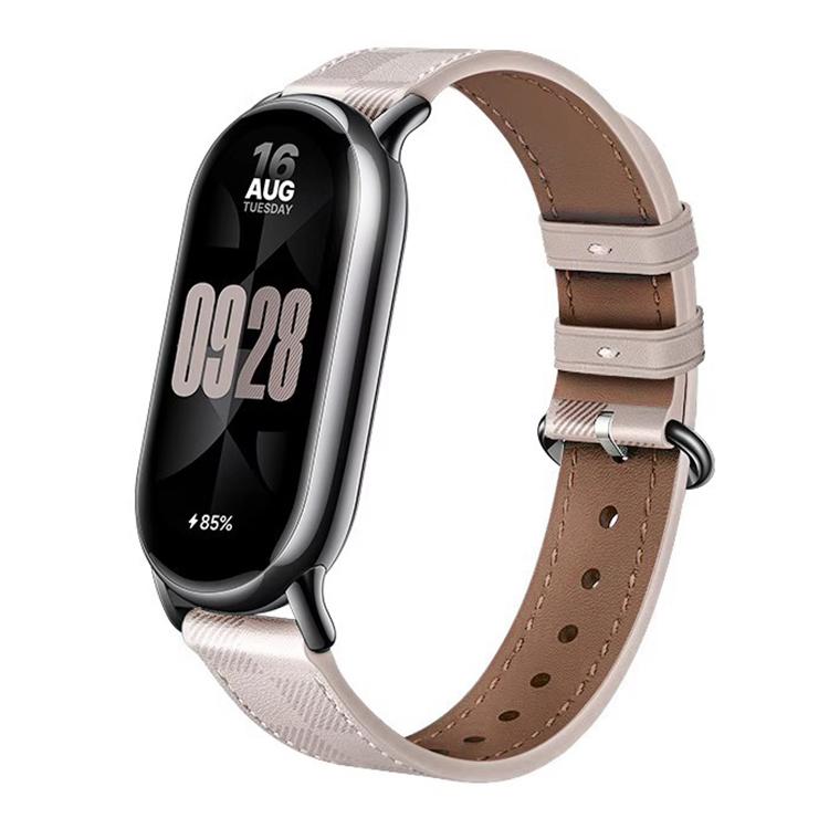 xDfind Plaid Texture Leather Watch Band, For Xiaomi Smart Band 10 / 9 / 8