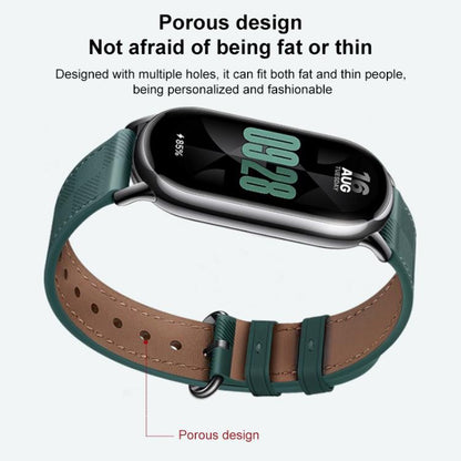 xDfind Plaid Texture Leather Watch Band, For Xiaomi Smart Band 10 / 9 / 8