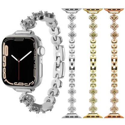 xDfind Four-leaf Clover Diamond Metal Watch Band, For Apple Watch 42 / 44 / 45 / 46 / 49mm, For Apple Watch 38 / 40 / 41 / S10 42mm