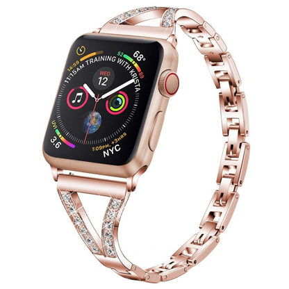 xDfind Herringbone Diamond Stainless Steel Watch Band, For Apple Watch 42 / 44 / 45 / 46 / 49mm, For Apple Watch 38 / 40 / 41 / S10 42mm