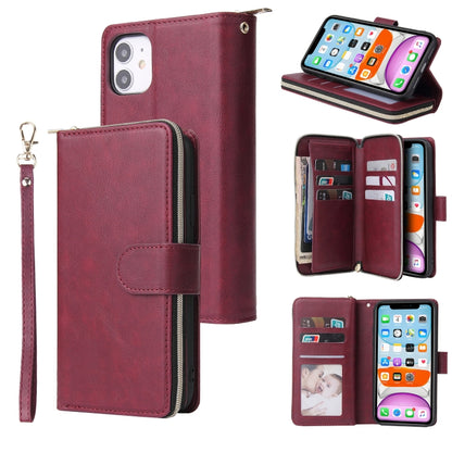 Zipper Wallet Bag Horizontal Flip PU Leather Case with Holder & 9 Card Slots & Wallet & Lanyard & Photo Frame, For iPhone 11, For iPhone 11 Pro, For iPhone 11 Pro Max, For iPhone SE 2022 / SE 2020 / 8 / 7, For iPhone 12 mini, For iPhone 12 / 12 Pro    ...
