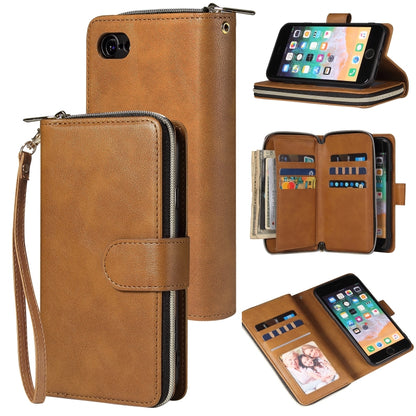 Zipper Wallet Bag Horizontal Flip PU Leather Case with Holder & 9 Card Slots & Wallet & Lanyard & Photo Frame, For iPhone 11, For iPhone 11 Pro, For iPhone 11 Pro Max, For iPhone SE 2022 / SE 2020 / 8 / 7, For iPhone 12 mini, For iPhone 12 / 12 Pro    ...