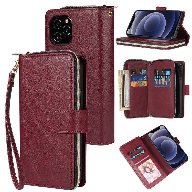 Zipper Wallet Bag Horizontal Flip PU Leather Case with Holder & 9 Card Slots & Wallet & Lanyard & Photo Frame, For iPhone 11, For iPhone 11 Pro, For iPhone 11 Pro Max, For iPhone SE 2022 / SE 2020 / 8 / 7, For iPhone 12 mini, For iPhone 12 / 12 Pro    ...