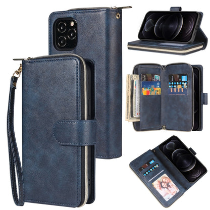 Zipper Wallet Bag Horizontal Flip PU Leather Case with Holder & 9 Card Slots & Wallet & Lanyard & Photo Frame, For iPhone 11, For iPhone 11 Pro, For iPhone 11 Pro Max, For iPhone SE 2022 / SE 2020 / 8 / 7, For iPhone 12 mini, For iPhone 12 / 12 Pro    ...
