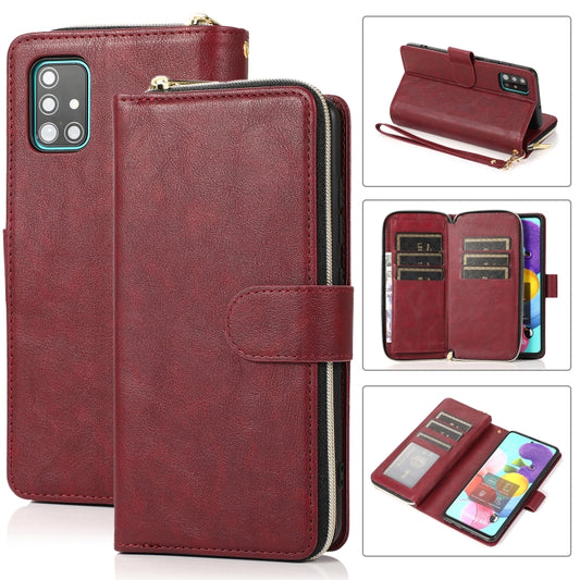 Zipper Wallet Bag Horizontal Flip PU Leather Case with Holder & 9 Card Slots & Wallet & Lanyard & Photo Frame, For Samsung Galaxy A51, For Samsung Galaxy A51 5G, For Samsung Galaxy A70, For Samsung Galaxy A71, For Samsung Galaxy A71 5G
