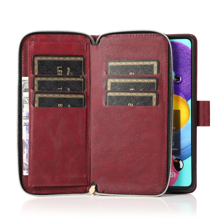 Zipper Wallet Bag Horizontal Flip PU Leather Case with Holder & 9 Card Slots & Wallet & Lanyard & Photo Frame, For Samsung Galaxy A51, For Samsung Galaxy A51 5G, For Samsung Galaxy A70, For Samsung Galaxy A71, For Samsung Galaxy A71 5G                 ...