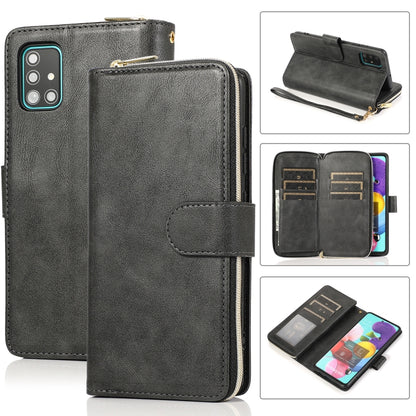Zipper Wallet Bag Horizontal Flip PU Leather Case with Holder & 9 Card Slots & Wallet & Lanyard & Photo Frame, For Samsung Galaxy A51, For Samsung Galaxy A51 5G, For Samsung Galaxy A70, For Samsung Galaxy A71, For Samsung Galaxy A71 5G                 ...
