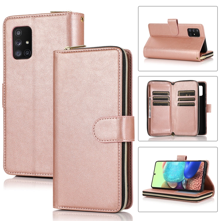 Zipper Wallet Bag Horizontal Flip PU Leather Case with Holder & 9 Card Slots & Wallet & Lanyard & Photo Frame, For Samsung Galaxy A51, For Samsung Galaxy A51 5G, For Samsung Galaxy A70, For Samsung Galaxy A71, For Samsung Galaxy A71 5G                 ...