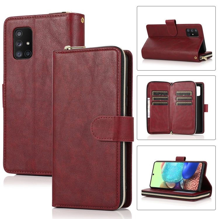 Zipper Wallet Bag Horizontal Flip PU Leather Case with Holder & 9 Card Slots & Wallet & Lanyard & Photo Frame, For Samsung Galaxy A51, For Samsung Galaxy A51 5G, For Samsung Galaxy A70, For Samsung Galaxy A71, For Samsung Galaxy A71 5G                 ...