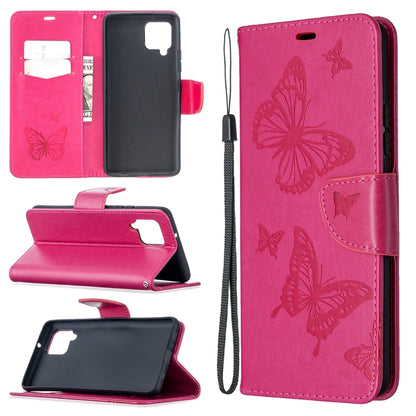 Embossing Two Butterflies Pattern Horizontal Flip PU Leather Case with Holder & Card Slot & Wallet & Lanyard, For Samsung Galaxy A42 5G