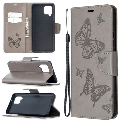 Embossing Two Butterflies Pattern Horizontal Flip PU Leather Case with Holder & Card Slot & Wallet & Lanyard, For Samsung Galaxy A42 5G