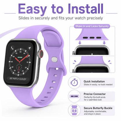 5 Pack xDfind Butterfly Buckle Silicone Watch Band, For Apple Watch 42 / 44 / 45 / 46 / 49mm, For Apple Watch 38 / 40 / 41 / S11 42mm