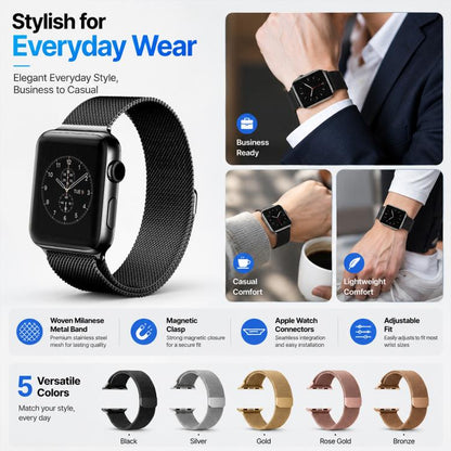 5 Pack xDfind Milanese Loop Magnetic Metal Watch Band, For Apple Watch 42 / 44 / 45 / 46 / 49mm, For Apple Watch 38 / 40 / 41 / S11 42mm