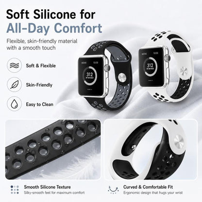 5 Pack xDfind Two Color Silicone Sports Watch Band, For Apple Watch 42 / 44 / 45 / 46 / 49mm, For Apple Watch 38 / 40 / 41 / S11 42mm