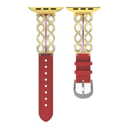 xDfind Diamond Stainless Steel Hybrid Genuine Leather Watch Band, For Apple Watch 42 / 44 / 45 / 46 / 49mm, For Apple Watch 38 / 40 / 41 / S11 42mm