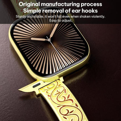 xDfind Retro Floral Carving Stainless Steel Hybrid Genuine Leather Watch Band, For Apple Watch 42 / 44 / 45 / 46 / 49mm, For Apple Watch 38 / 40 / 41 / S11 42mm