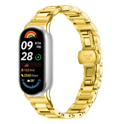 Slim Butterfly Buckle Metal Stainless Steel Watch Band, For Redmi Watch6/5/4/Xiaomi Band 9 Pro/8 Pro, For Xiaomi Smart Band 10 / 9 / 8