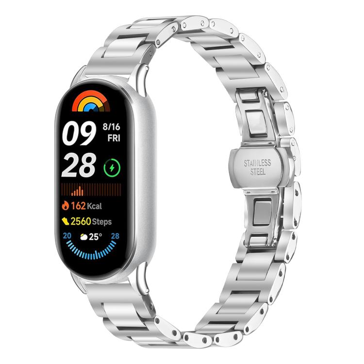 Slim Butterfly Buckle Metal Stainless Steel Watch Band, For Redmi Watch6/5/4/Xiaomi Band 9 Pro/8 Pro, For Xiaomi Smart Band 10 / 9 / 8