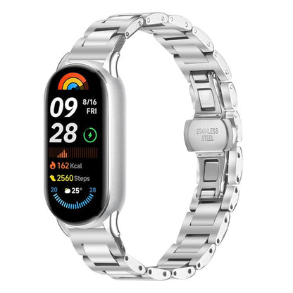 Slim Butterfly Buckle Metal Stainless Steel Watch Band, For Redmi Watch6/5/4/Xiaomi Band 9 Pro/8 Pro, For Xiaomi Smart Band 10 / 9 / 8