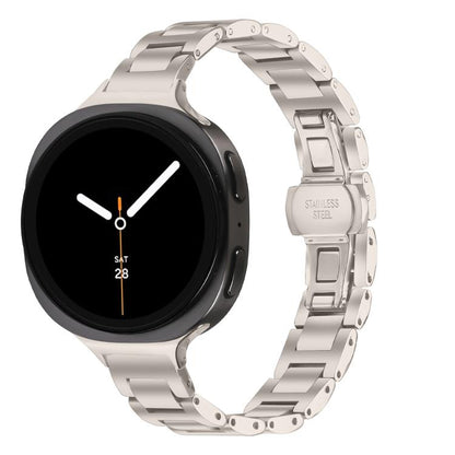 Slim Butterfly Buckle Metal Stainless Steel Watch Band, For Samsung Galaxy Ultra 47mm / Ultra 2025, For Samsung Galaxy Watch8 / Watch8 Classic