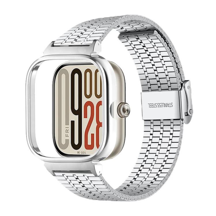 Metal Frame Integrated Seven Beads Buckle Stainless Steel Watch Band, For Redmi Watch 5 / Watch 4