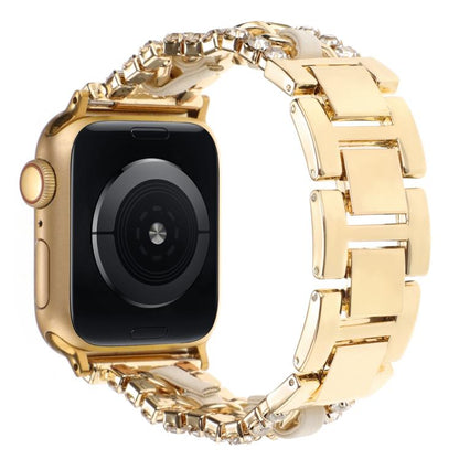 Diamond Vegan Leather Metal Watch Band, For Apple Watch 46mm / 49mm / 45mm / 44mm, For Apple Watch 42mm / 41mm / 40mm / 38mm
