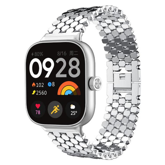 Fish Scale Texture Metal Stainless Steel Watch Band, For Redmi Watch6/5/4/Xiaomi Band 9 Pro/8 Pro