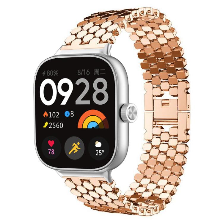 Fish Scale Texture Metal Stainless Steel Watch Band, For Redmi Watch6/5/4/Xiaomi Band 9 Pro/8 Pro