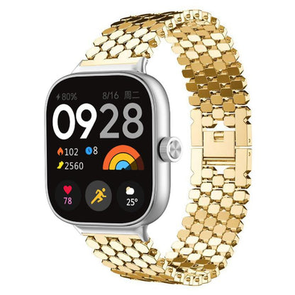 Fish Scale Texture Metal Stainless Steel Watch Band, For Redmi Watch6/5/4/Xiaomi Band 9 Pro/8 Pro