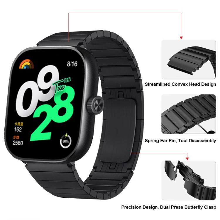 One Beads Dual-Press Butterfly Buckle Stainless Steel Watch Band, For Xiaomi Band 10 Pro / Redmi Watch 6 / 5