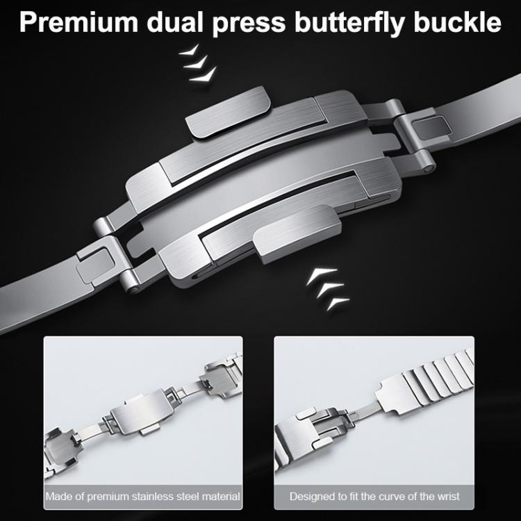 One Beads Dual-Press Butterfly Buckle Stainless Steel Watch Band, For Xiaomi Band 10 Pro / Redmi Watch 6 / 5