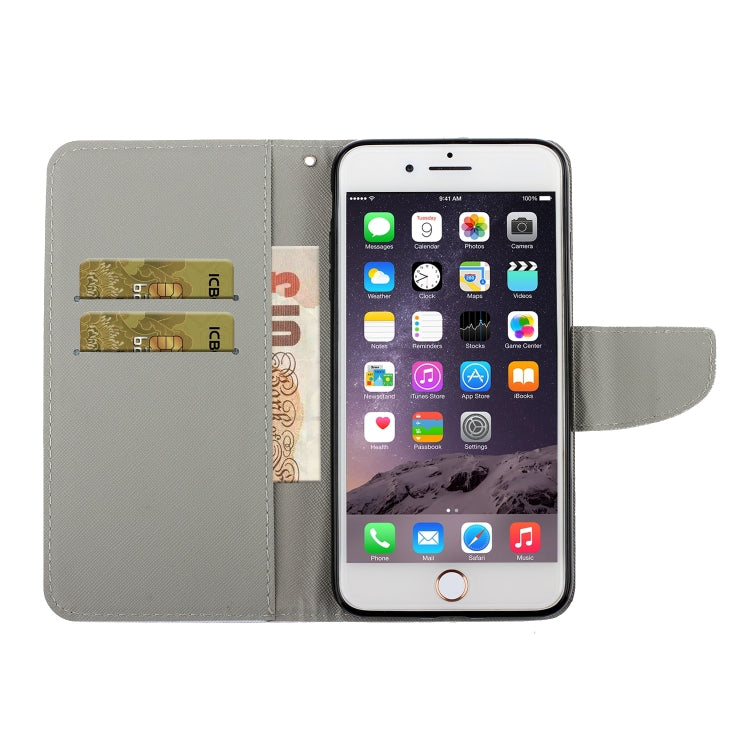 Coloured Drawing Pattern Horizontal Flip PU Leather Case with Holder & Card Slots & Wallet & Lanyard, For iPhone 6 & 6s, For iPhone 6 Plus & 6s Plus, For iPhone 8 Plus & 7 Plus