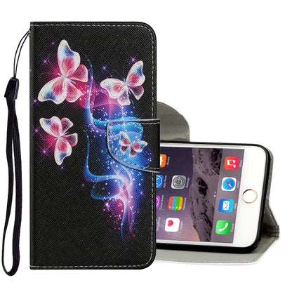 Coloured Drawing Pattern Horizontal Flip PU Leather Case with Holder & Card Slots & Wallet & Lanyard, For iPhone 6 & 6s, For iPhone 6 Plus & 6s Plus, For iPhone 8 Plus & 7 Plus