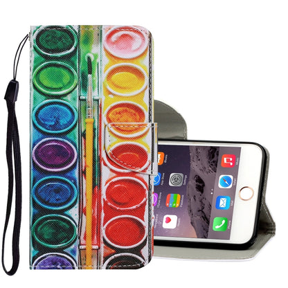 Coloured Drawing Pattern Horizontal Flip PU Leather Case with Holder & Card Slots & Wallet & Lanyard, For iPhone 6 & 6s, For iPhone 6 Plus & 6s Plus, For iPhone 8 Plus & 7 Plus