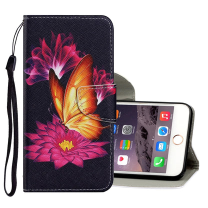 Coloured Drawing Pattern Horizontal Flip PU Leather Case with Holder & Card Slots & Wallet & Lanyard, For iPhone 6 & 6s, For iPhone 6 Plus & 6s Plus, For iPhone 8 Plus & 7 Plus
