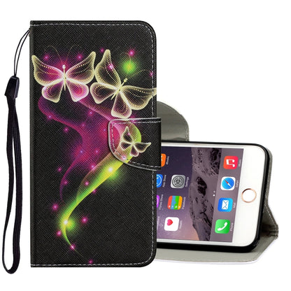 Coloured Drawing Pattern Horizontal Flip PU Leather Case with Holder & Card Slots & Wallet & Lanyard, For iPhone 6 & 6s, For iPhone 6 Plus & 6s Plus, For iPhone 8 Plus & 7 Plus