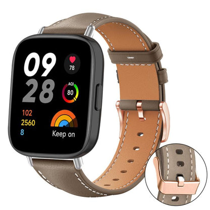 xDfind Rose Gold Buckle Black Shark Fine Grain Vegan Leather Watch Band, For Xiaomi Band 10 Pro / 9 Pro / Redmi Watch 6, For Redmi Watch 3 Active / Watch 3 Lite, For Redmi Watch 3
