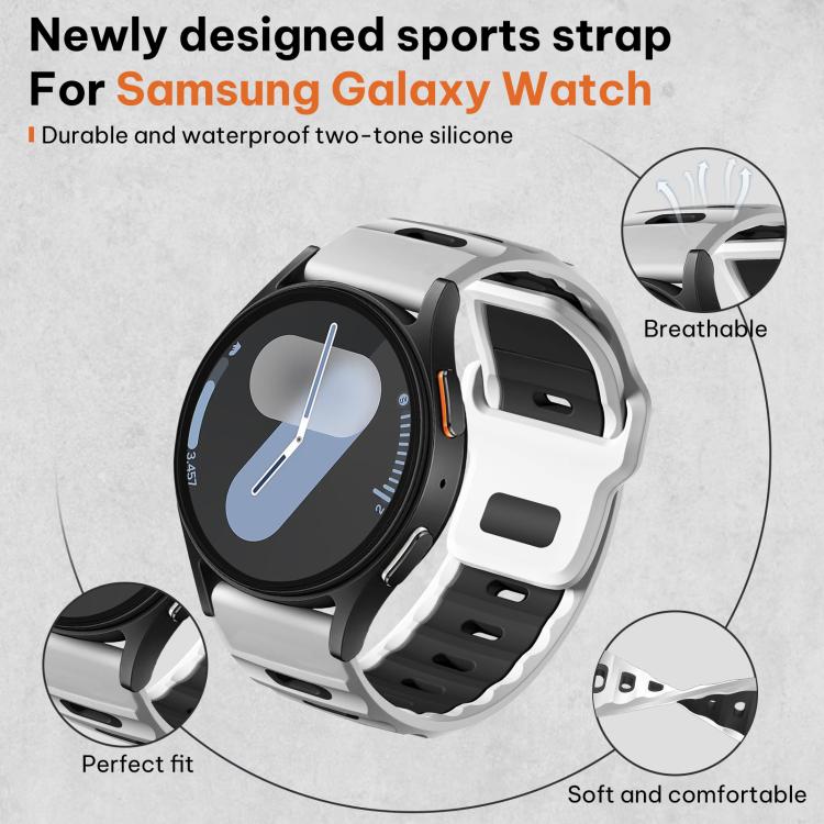 xDfind Flat-head Dual-color Silicone Watch Band, For Samsung Galaxy Watch Ultra / Ultra 2025, For Samsung Galaxy Watch8 / Watch8 Classic, For Samsung Galaxy Watch7 / FE / 6 / 5 / 4
