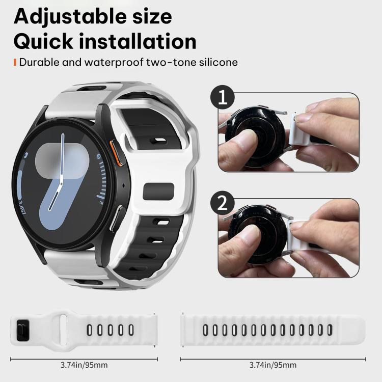 xDfind Flat-head Dual-color Silicone Watch Band, For Samsung Galaxy Watch Ultra / Ultra 2025, For Samsung Galaxy Watch8 / Watch8 Classic, For Samsung Galaxy Watch7 / FE / 6 / 5 / 4