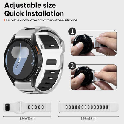 xDfind Flat-head Dual-color Silicone Watch Band, For Samsung Galaxy Watch7 / FE / 6 / 5 / 4