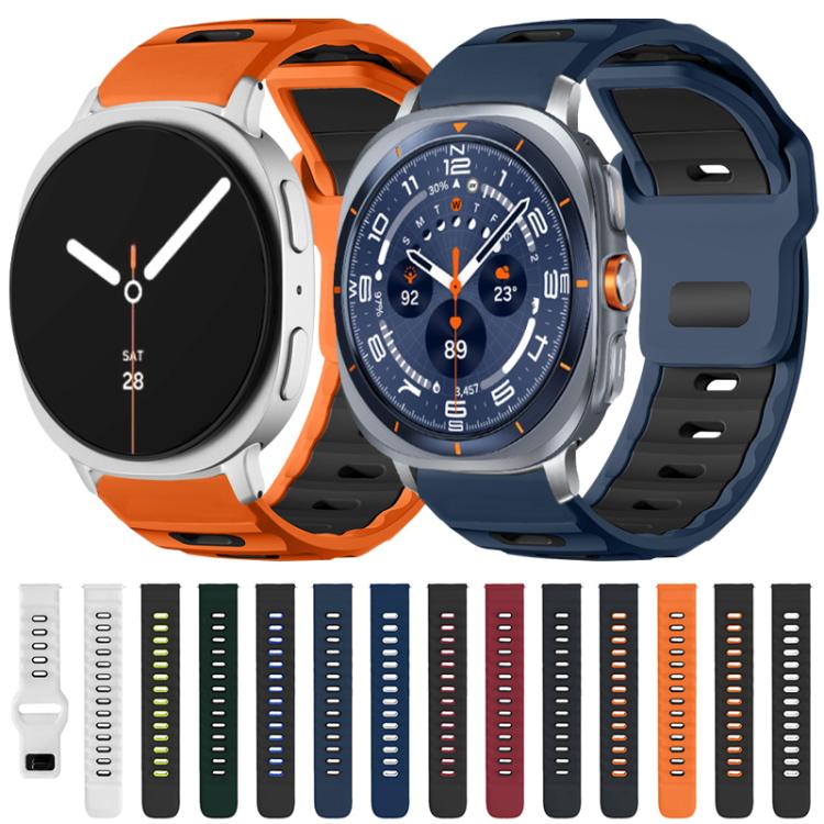 xDfind Flat-head Dual-color Silicone Watch Band, For Samsung Galaxy Watch Ultra / Ultra 2025, For Samsung Galaxy Watch8 / Watch8 Classic, For Samsung Galaxy Watch7 / FE / 6 / 5 / 4