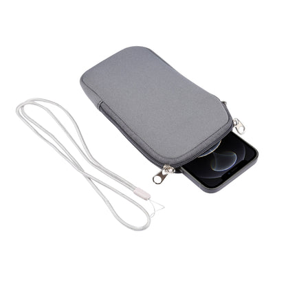 Universal Elasticity Zipper Protective Case Storage Bag with Lanyard For iPhone 12 / 12 Pro / 6.1 inch Smart Phones, For iPhone 12 / 12 Pro