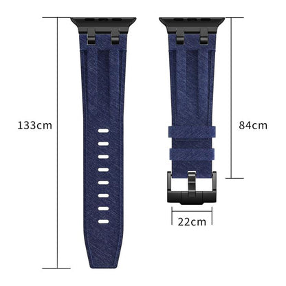 Denim Stitching Vegan Leather Watch Band, For Apple Watch 46mm / 49mm / 45mm / 44mm