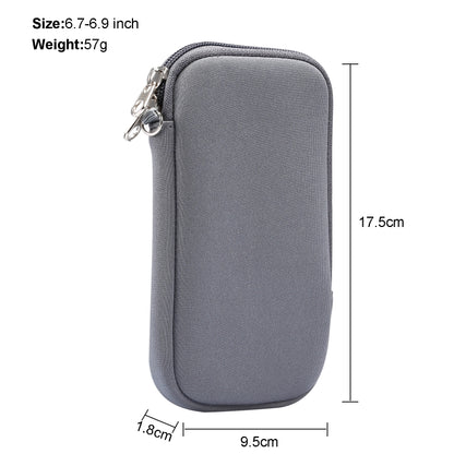 Universal Elasticity Zipper Protective Case Storage Bag with Lanyard For iPhone 12 Pro Max / 6.7-6.9 inch Smart Phones, For iPhone 12 Pro Max