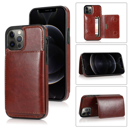 Shockproof PU + TPU Protective Case with Card Slots & Holder, For iPhone 12 mini, For iPhone 12 / 12 Pro, For iPhone 12 Pro Max