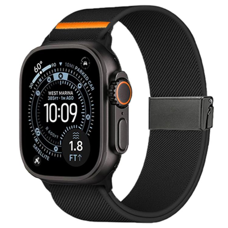 Stretch Nylon Titanium Gray Fly Horse Buckle Watch Band, For Apple Watch 46mm / 49mm / 45mm / 44mm, For Apple Watch 42mm / 41mm / 40mm / 38mm