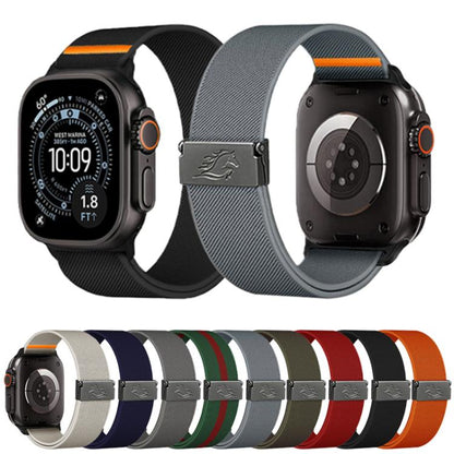 Stretch Nylon Titanium Gray Fly Horse Buckle Watch Band, For Apple Watch 46mm / 49mm / 45mm / 44mm, For Apple Watch 42mm / 41mm / 40mm / 38mm